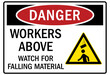 © Pog - Falling material warning sign worker above. Watch for falling material