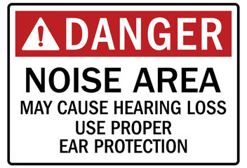 Wall Mural - Hearing protection sign noise area may cause hearing loss. Use proper ear protection