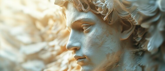 Marble Sculpture Of A Young Man.  Illustration On The Theme Of Art And Museums, Travel And Tourism. Generative AI	
