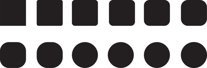 Sticker - Transformation from circle to square, educational logic game for children. Flat vector icon illustration. Simple black symbols on a white background. Web and mobile UI element