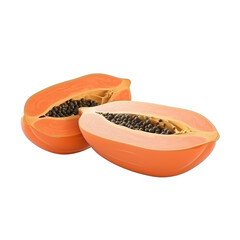 Wall Mural - 3d ripe papaya isolated on transparent background, png