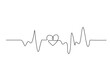 heart pulse Continuous one line drawing. Heartbeat cardiogram healthcare concept. Vector illustration single sketch outline.