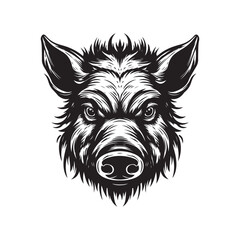 Wall Mural - Wild Boar head vector Stock Vector, black and white Wild Boar 