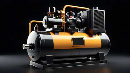 Wall Mural - factory industrial air compressor isolated on a black background