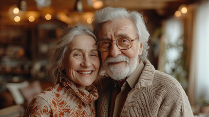 Wall Mural - portrait of happy senior couple