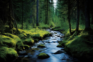 Wall Mural - waterfall in the forest.