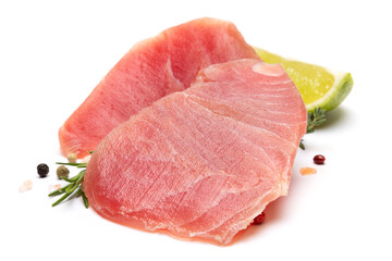 Wall Mural - Fresh tuna Fish steak isolated on a white background