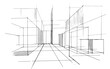 © oselote - Drawing exterior and interior architectural lines. , Graphic assembly in architecture and interior design work. ,Sketch ideas for interior or exterior designs.