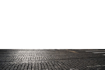 stone pavement in an old city isolated png	