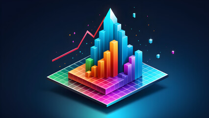 3d graph isolated on technology background. business graph