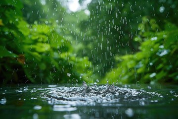 Poster - puddles and splashes in rain droplet professional photography