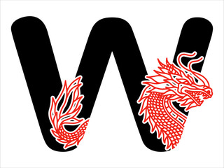 Chinese Dragon Alphabet Letter W
