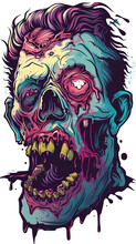 Zombie Head Vector On White Background
