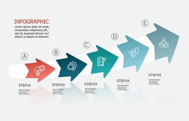 infographics timeline  element business data steps report layout template background with business line icon 5 steps