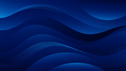 Wall Mural - Abstract dark blue Background with Wavy Shapes. flowing and curvy shapes. This asset is suitable for website backgrounds, flyers, posters, and digital art projects.