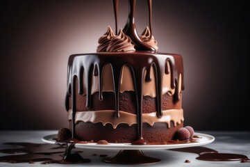 Wall Mural - chocolate cake with chocolate frosting