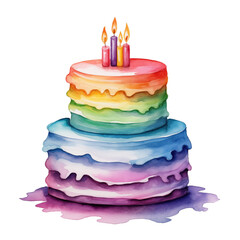 Sticker - birthday rainbow cake with candles