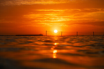 Wall Mural - beautiful sunrise view from the ocean pool.