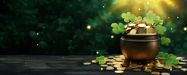 Sticker - Lucky Pot of Gold - Irish Symbols and Shamrock Decoration