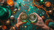 © pprothien - Saint Patrick's Day celebration with green beer cheers.