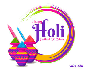 Canvas Print - colorful happy holi hindu festival celebration background greeting with color splash vector