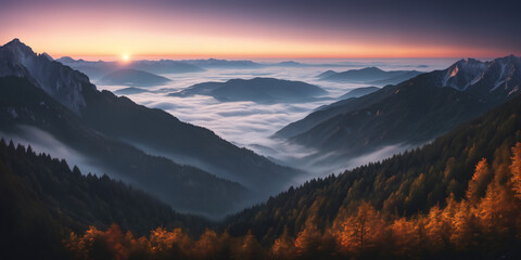 Wall Mural - mountain morning misty mood