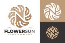 Letter N Sunflower Logo Design Vector Template