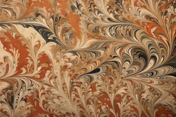 Hand-crafted vintage Ebru marbled paper