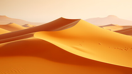  Sand dunes in desert landscape, 3d rendering of beautiful desert