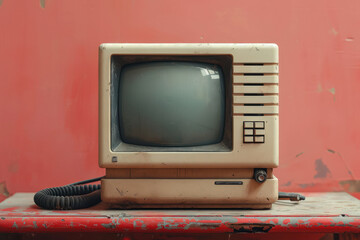 Leinwandbilder - Retro Vintage Computer Desktop extreme closeup. Generative AI