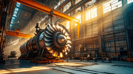 Powerful Turbine in Spacious Industrial Building