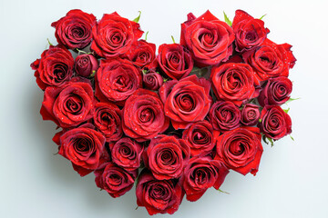 Aufkleber - Love Concept. A Bunch of Red Roses in a Heart Shape extreme closeup. Generative AI