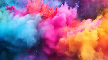 Happy Holi Festival Concept In India, Colorful Powder Background