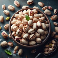 Wall Mural - Close-up top view a pile of nut it has a white nutshell dry and hard of Pistachio