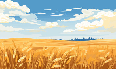 Wall Mural - wheat field vector flat minimalistic isolated illustration