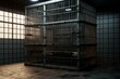 Confined Prisoner cage prison. Crime sad arrest cell jail. Generate Ai
