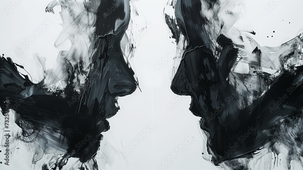 Abstract Ink Plots Monochrome abstract with black ink blots mirrored. Stock Illustration ...