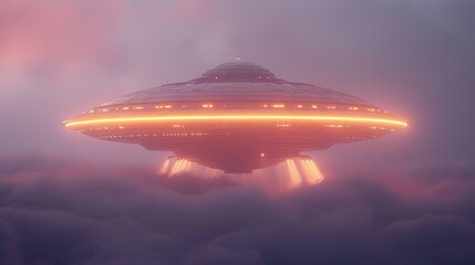 Wall Mural - ufo spaceship lands on an unknown wild planet to conduct experiments and enslave the planet. the ali