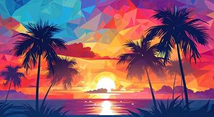 Wall Mural - an abstract colored tropical sky and sunset  background