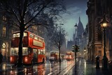 Fototapeta Londyn - Mysterious Night london street. Europe night. Generate Ai