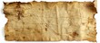 An ancient artifact, a brown rectangular piece of old paper, lies on a white surface amidst a beige wooden trunk, grass, trees, and a window.