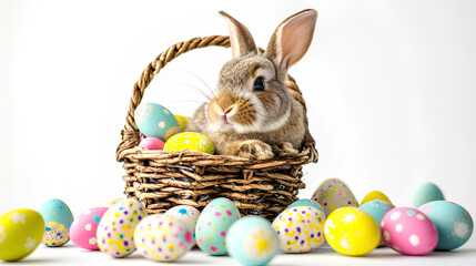 Easter Bunny Basket, isolated on a white background