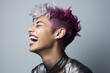 Radiant Non binary model laughing happy person. Generate ai