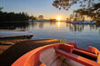 Summer sunset over the lake whit boats