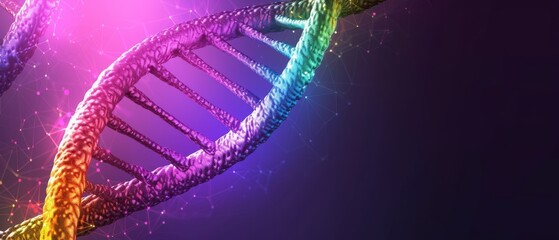 Wall Mural - a dna helix in glowing bright rainbow colours.