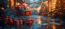 Holiday Shopping Cart: A Gift-Filled Cart For The Festive Season Generative AI