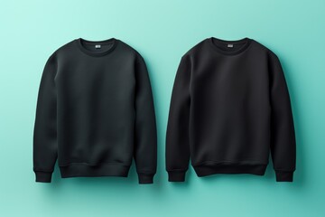 Sticker - Two black sweatshirts displayed on a vibrant blue background. Perfect for showcasing clothing designs or highlighting the latest fashion trends