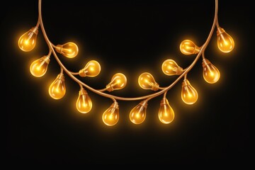 Canvas Print - A string of light bulbs illuminated on a black background. Perfect for adding a touch of brightness to any project