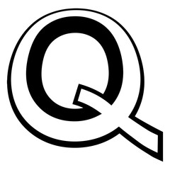 Poster - Logo letter q, tall slender font letter q perspective height