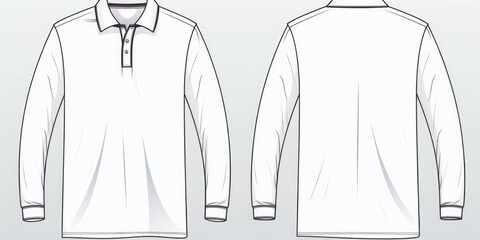 A blank white long sleeved polo shirt template. Perfect for designing custom apparel